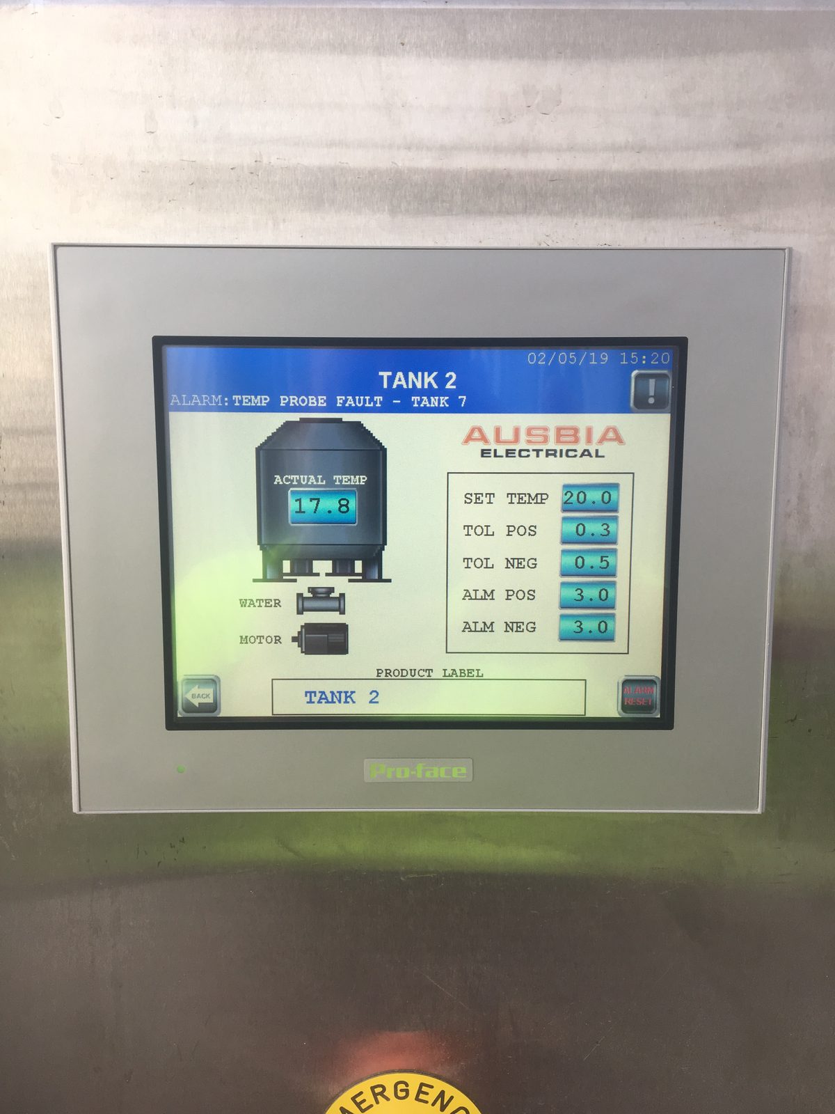 Tank control HMI detail screen