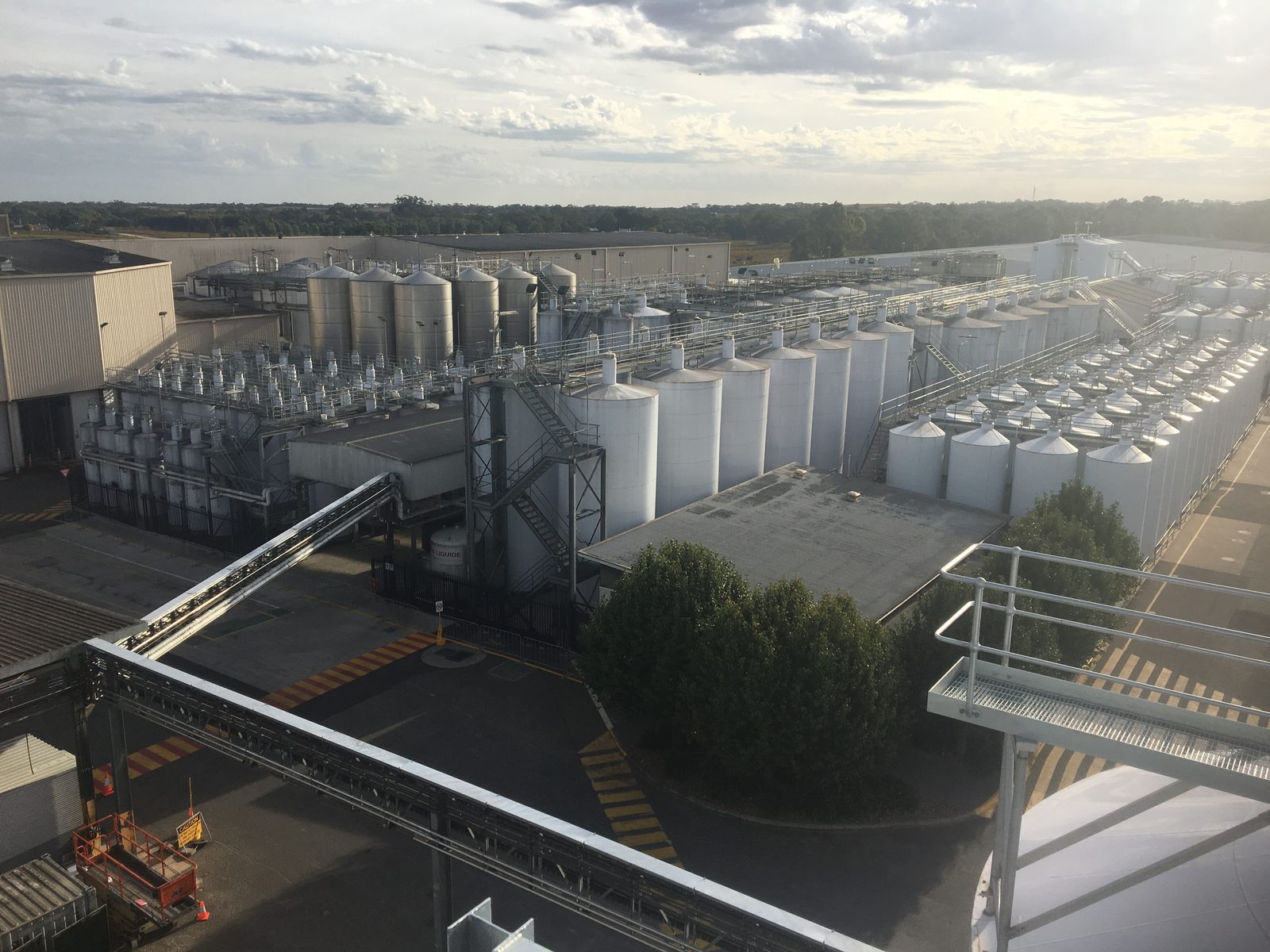 Aerial view of a tank farm at Penfolds Barossa Valley